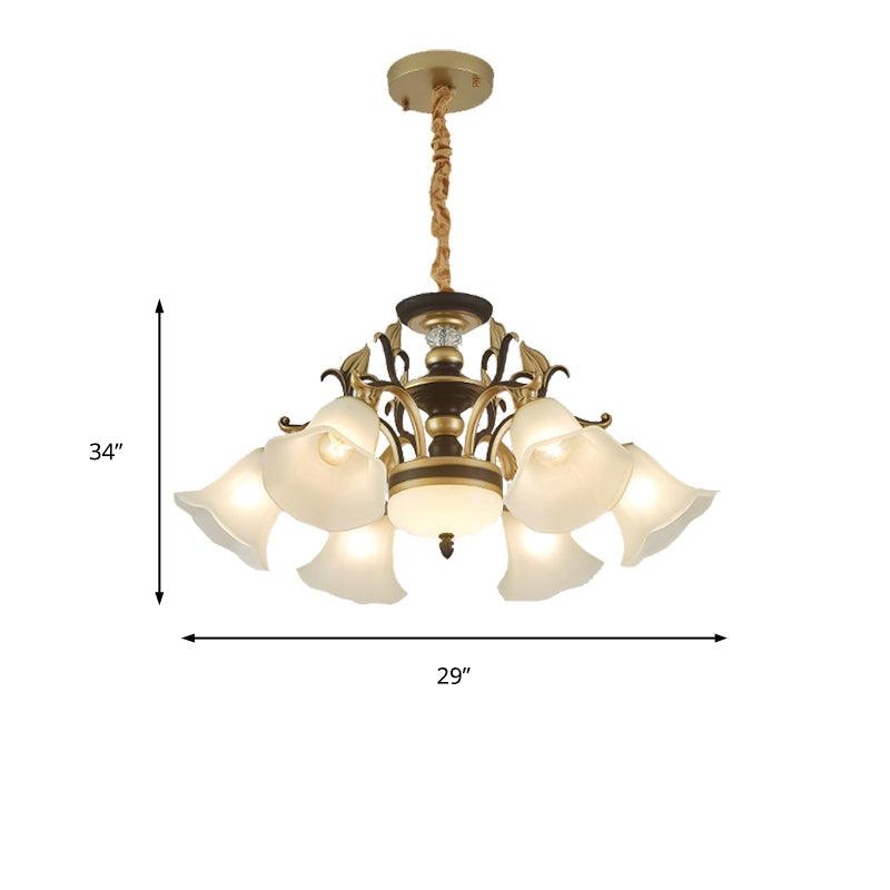3/6 Lights Ceiling Light Traditional Flared Frosted Glass Chandelier in Brass - Rebooters