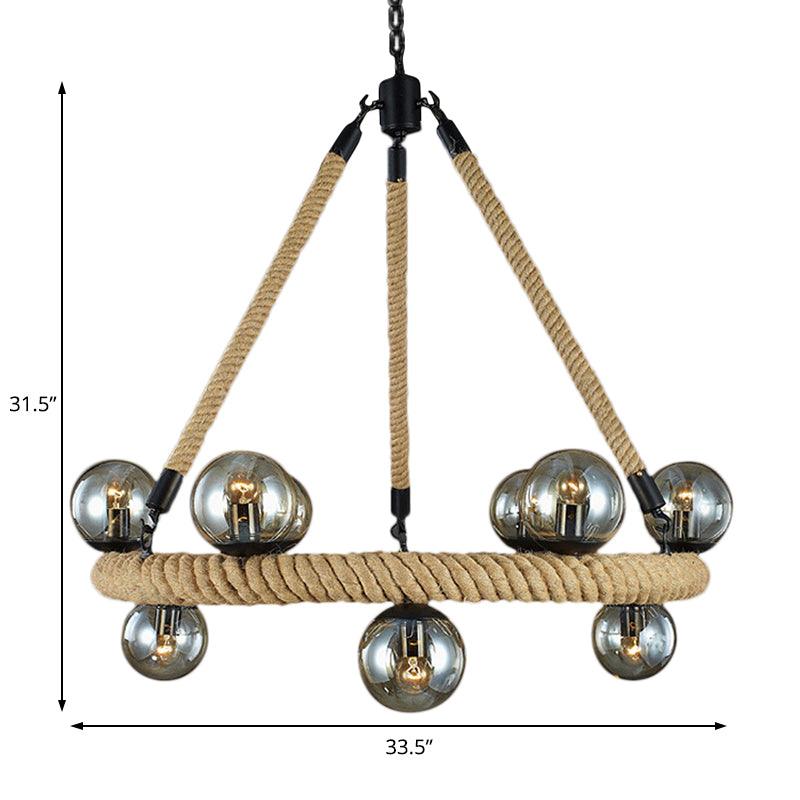 9 Bulbs Ring Chandelier Light Industrial Black Metal Fixture - Rebooters