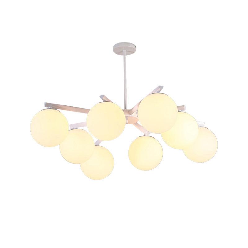 3/6/8 Light Globe Chandelier Traditional White Glass Pendant Light - Rebooters