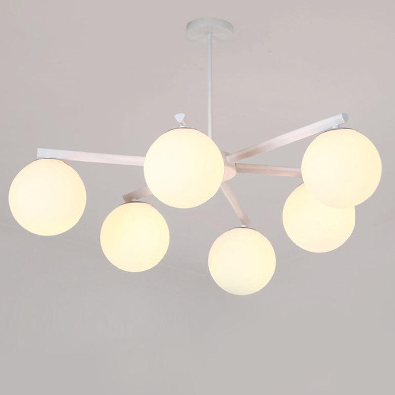 3/6/8 Light Globe Chandelier Traditional White Glass Pendant Light - Rebooters