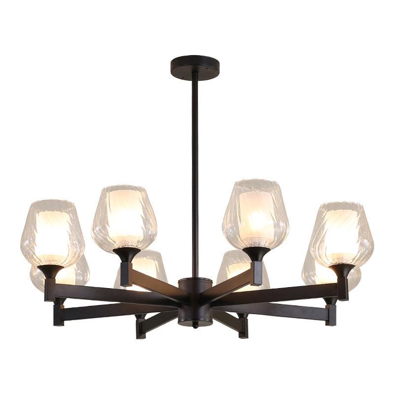 3/6/8 Lights Chandelier Cylinder Clear Glass Dining Room Lamp - Rebooters