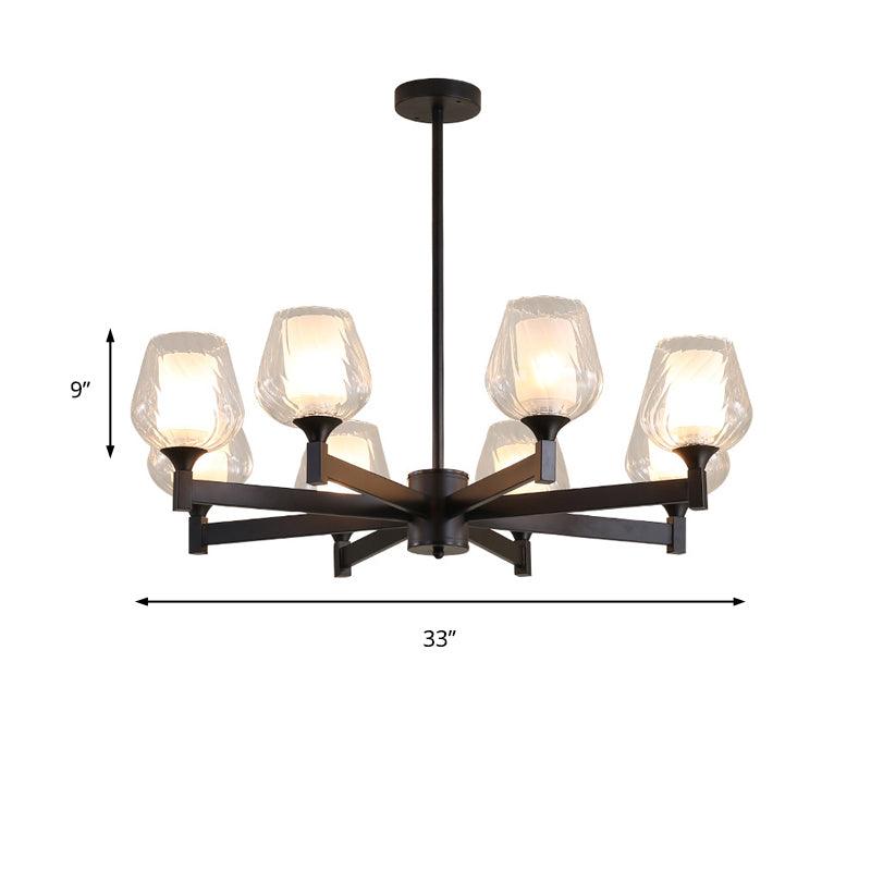 3/6/8 Lights Chandelier Cylinder Clear Glass Dining Room Lamp - Rebooters