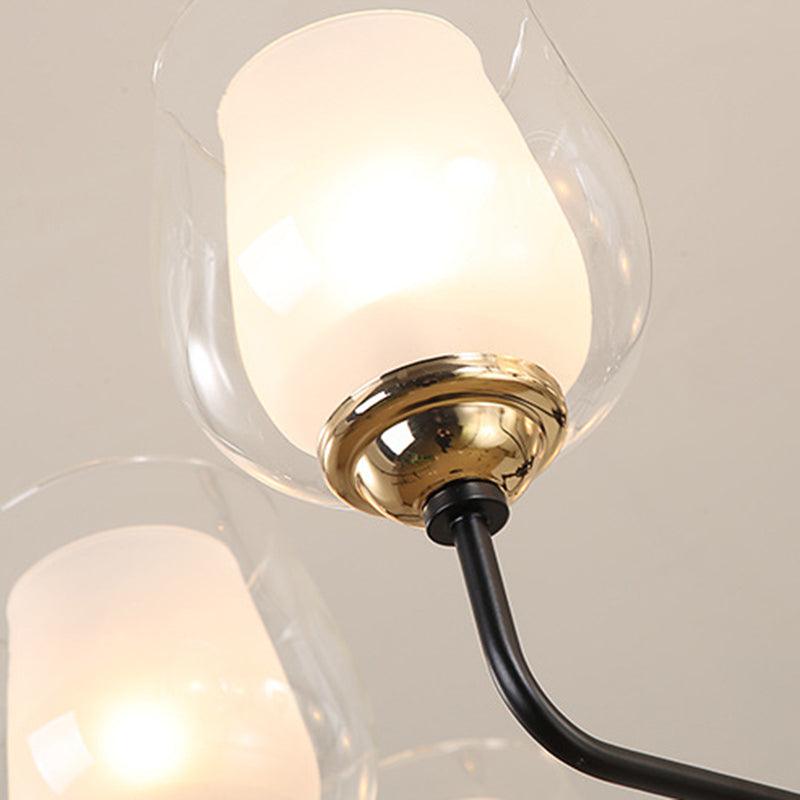 3/6/8 Lights Clear Glass Hanging Chandelier Black Pendant Light - Rebooters
