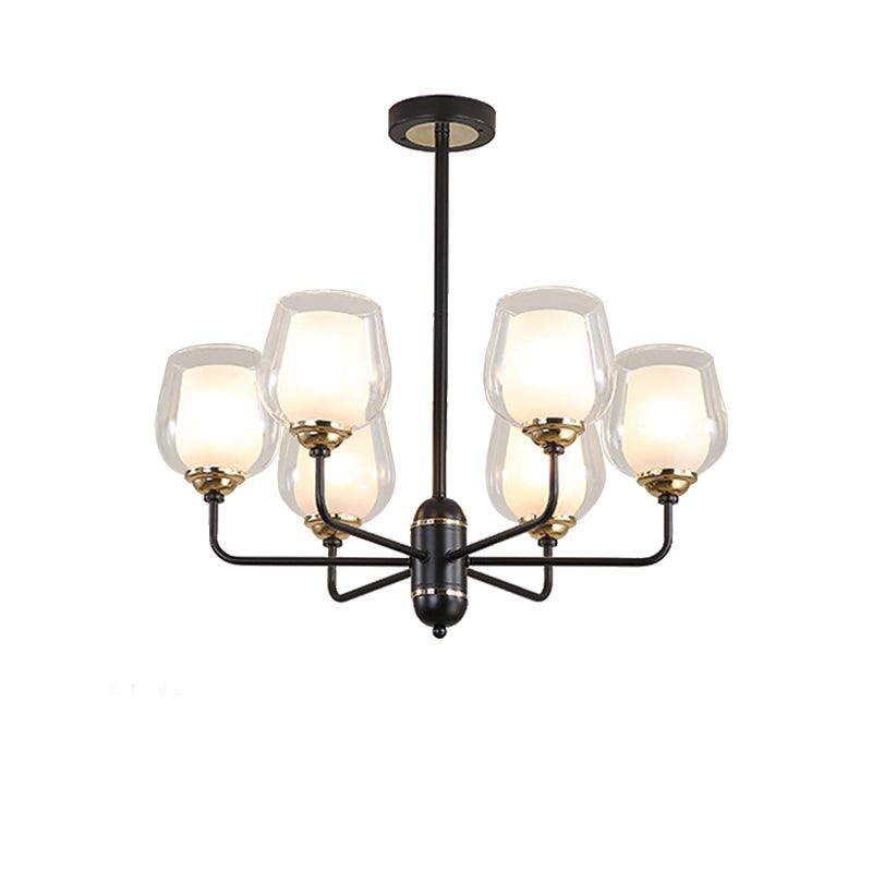 3/6/8 Lights Clear Glass Hanging Chandelier Black Pendant Light - Rebooters