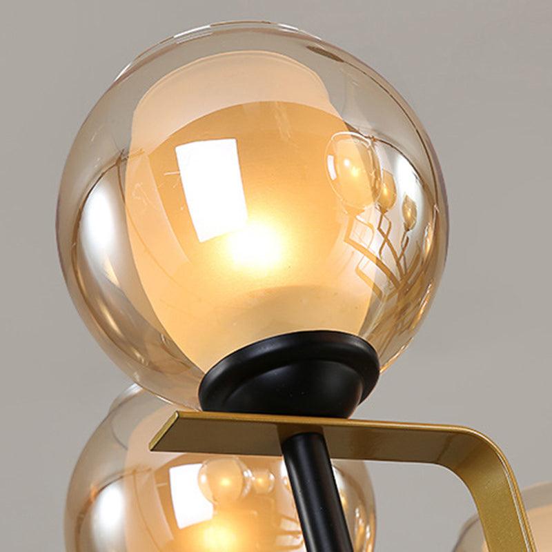 3/6/8 Lights Amber Glass Pendant Chandelier Black Bubble Fixture - Rebooters