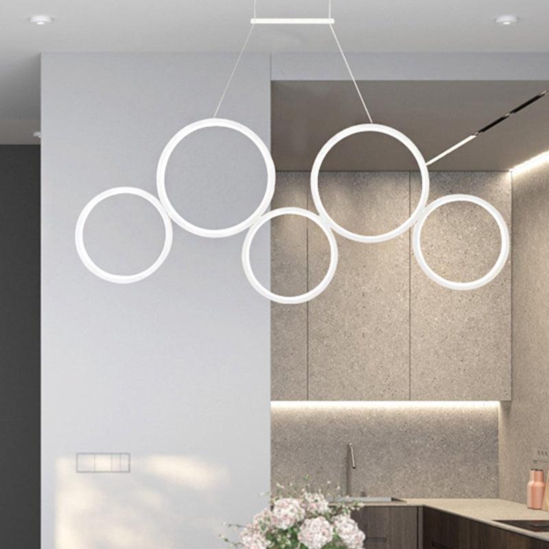 Acrylic Multi Rings Chandelier Lamp Simple Style 3/5 Lights - Rebooters