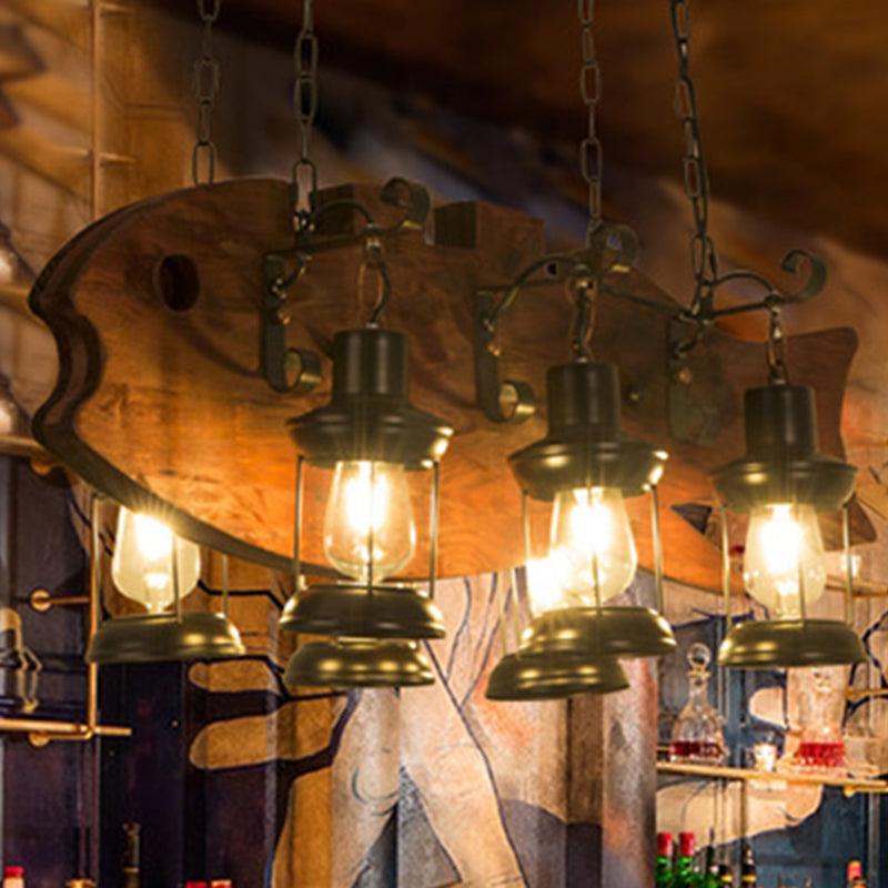 6-Bulb Ceiling Lamp with Lantern Shade Metal Coastal Chandelier - Rebooters