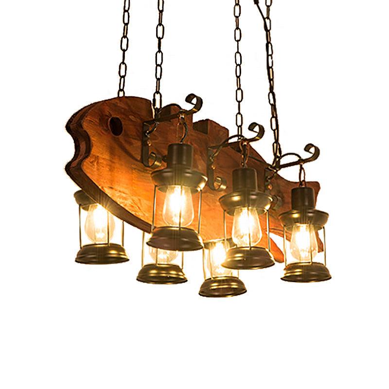 6-Bulb Ceiling Lamp with Lantern Shade Metal Coastal Chandelier - Rebooters