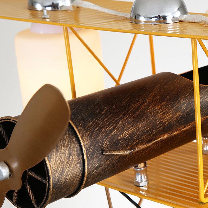Aircraft Shaped Metal LED Lighting Fixture Modern Yellow Chandelier Light for Child Room - Rebooters