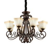 Traditional Bell Ceiling Lighting Opal Glass Chandelier in Copper - Rebooters