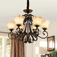 Traditional Bell Ceiling Lighting Opal Glass Chandelier in Copper - Rebooters