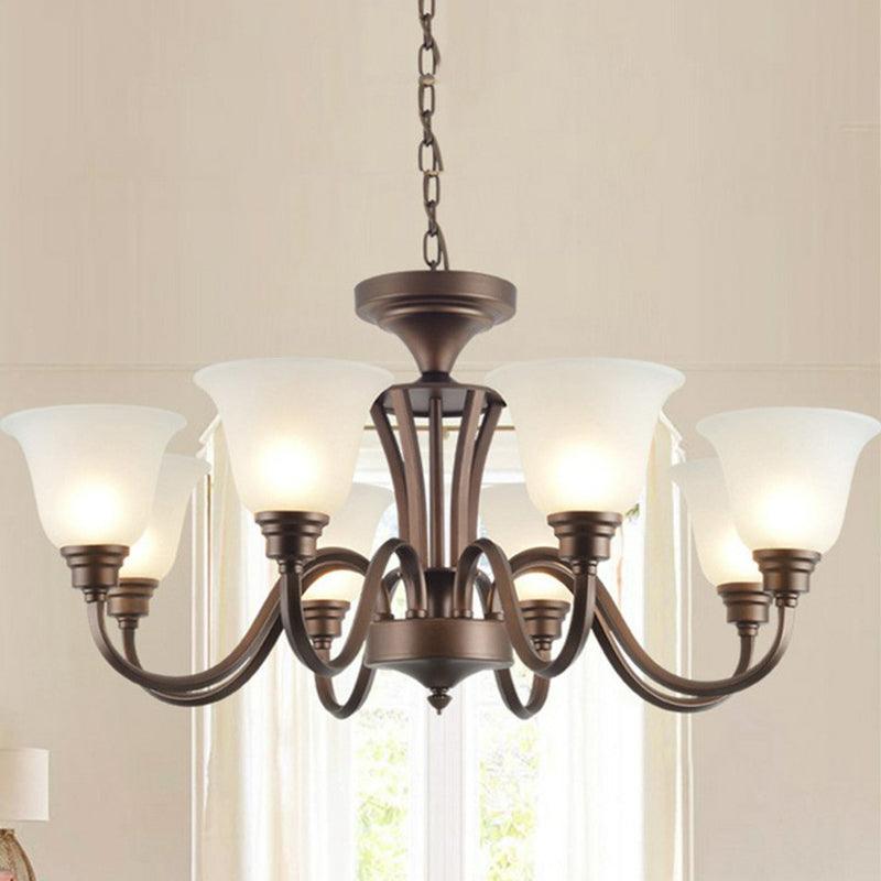 Bell Frost Glass Ceiling Lighting Traditional Chandelier Brown - Rebooters