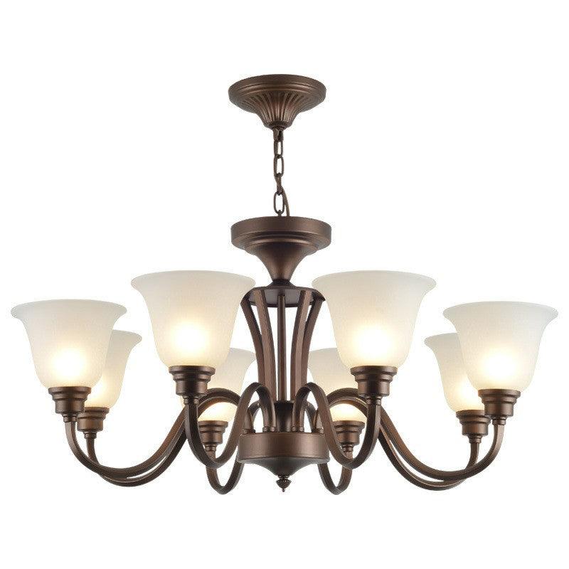 Bell Frost Glass Ceiling Lighting Traditional Chandelier Brown - Rebooters