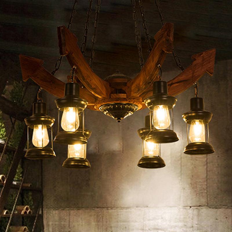 6 Light Ceiling Light Coastal Kerosene Clear Glass Chandelier - Rebooters