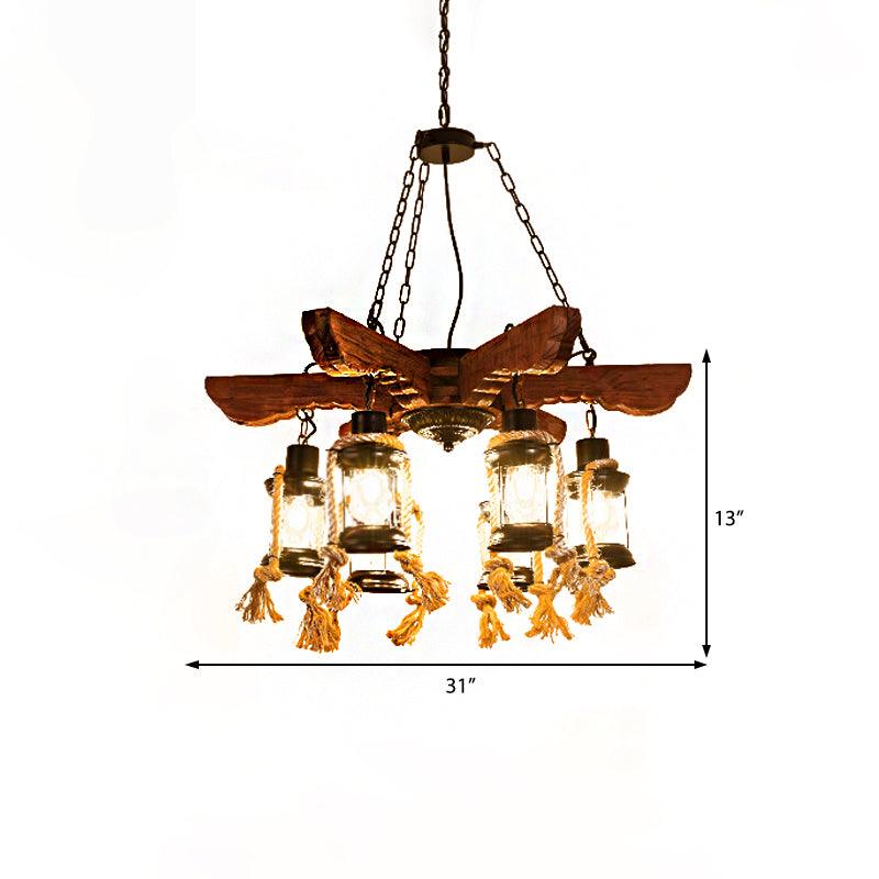 6 Light Ceiling Light Coastal Kerosene Clear Glass Chandelier - Rebooters