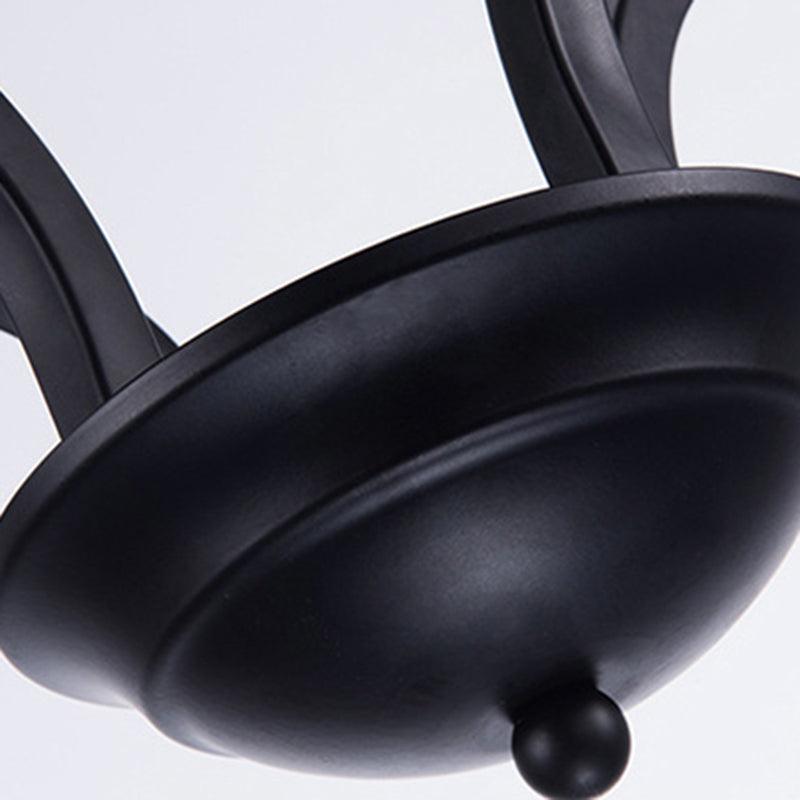 Bell Living Room Ceiling Chandelier Clear Ribbed Glass 4/6/8 Lights Black Fixture - Rebooters