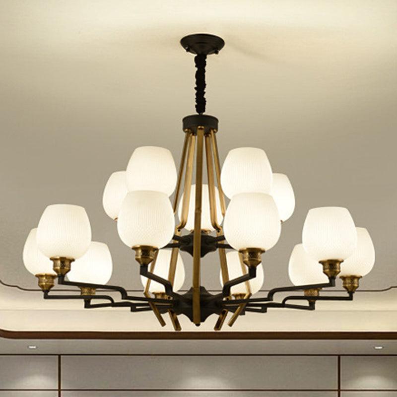 6/8/15 Lights Frosted Glass Pendant Chandelier Brass Cup - Rebooters