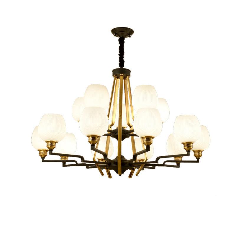 6/8/15 Lights Frosted Glass Pendant Chandelier Brass Cup - Rebooters