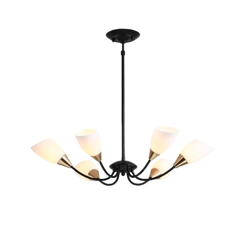 Black 3/6/8 Lights Pendant Chandelier Frosted Glass Shade - Rebooters