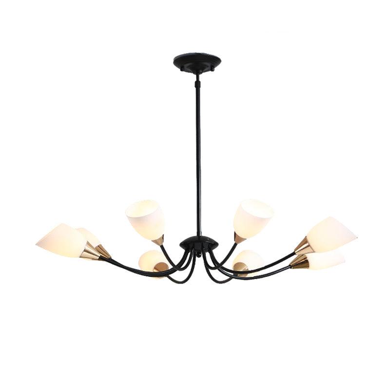 Black 3/6/8 Lights Pendant Chandelier Frosted Glass Shade - Rebooters