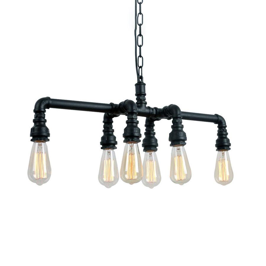 Armed Pendant Lighting Industrial Black Bronze 6 Lights Chandelier - Rebooters