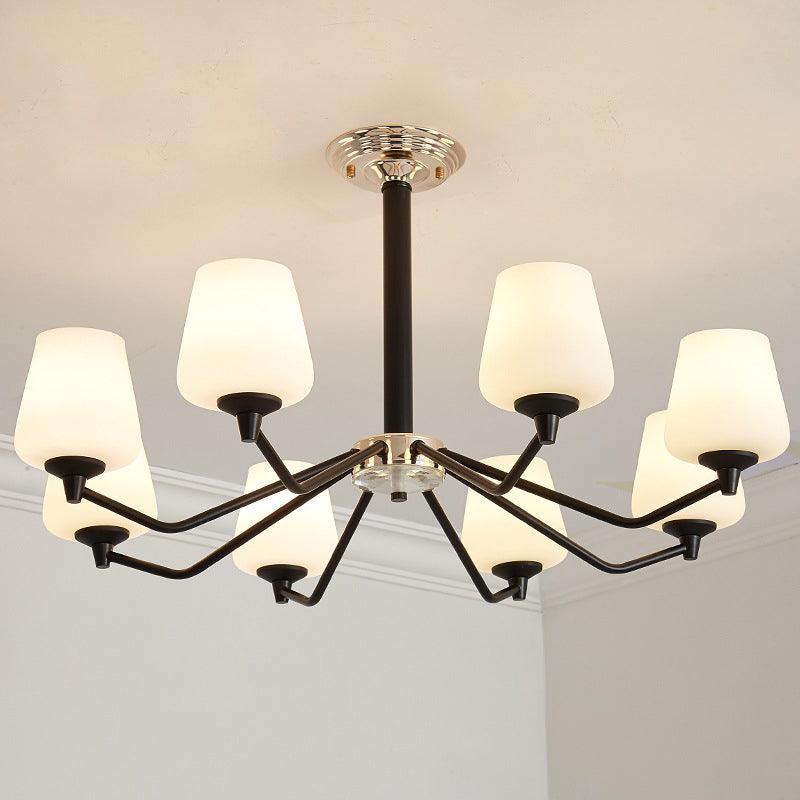 8/10 Lights Sputnik Chandelier Traditional Black Milky Glass - Rebooters