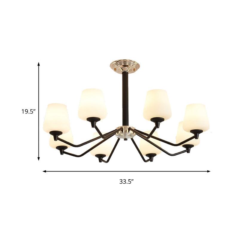 8/10 Lights Sputnik Chandelier Traditional Black Milky Glass - Rebooters