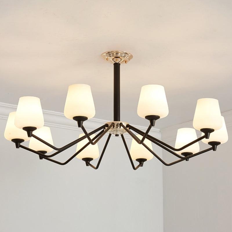 8/10 Lights Sputnik Chandelier Traditional Black Milky Glass - Rebooters