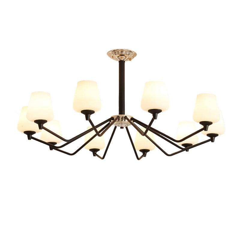 8/10 Lights Sputnik Chandelier Traditional Black Milky Glass - Rebooters