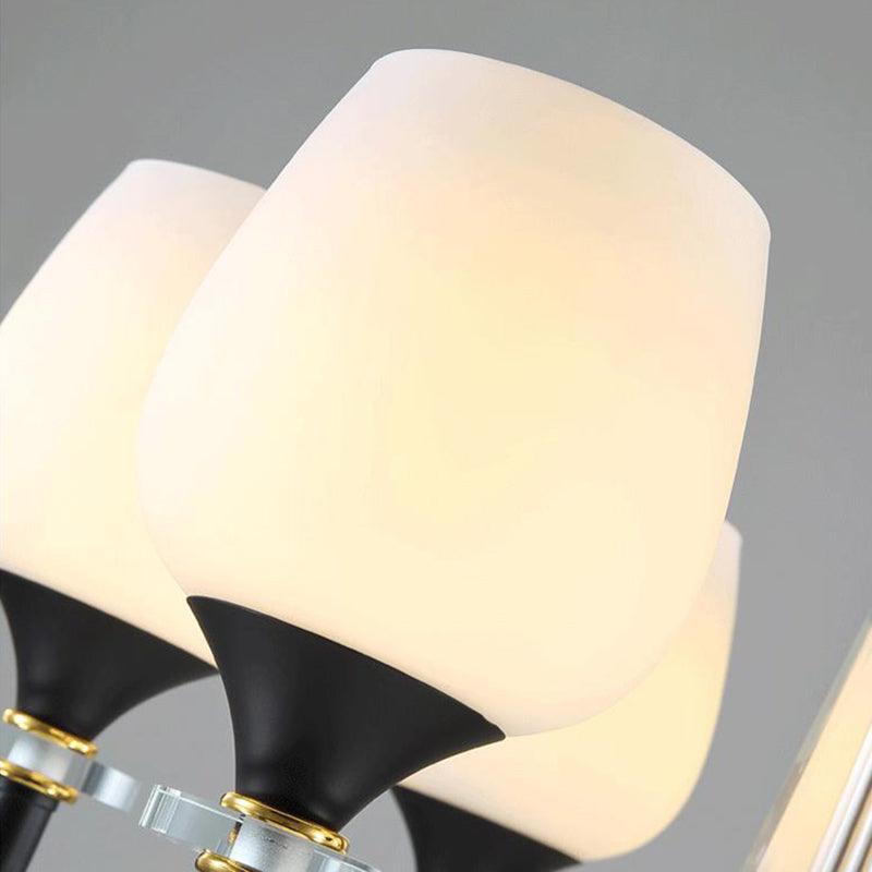 3/6 Lights Opal Glass Hanging Chandelier Matte Black Pendant - Rebooters