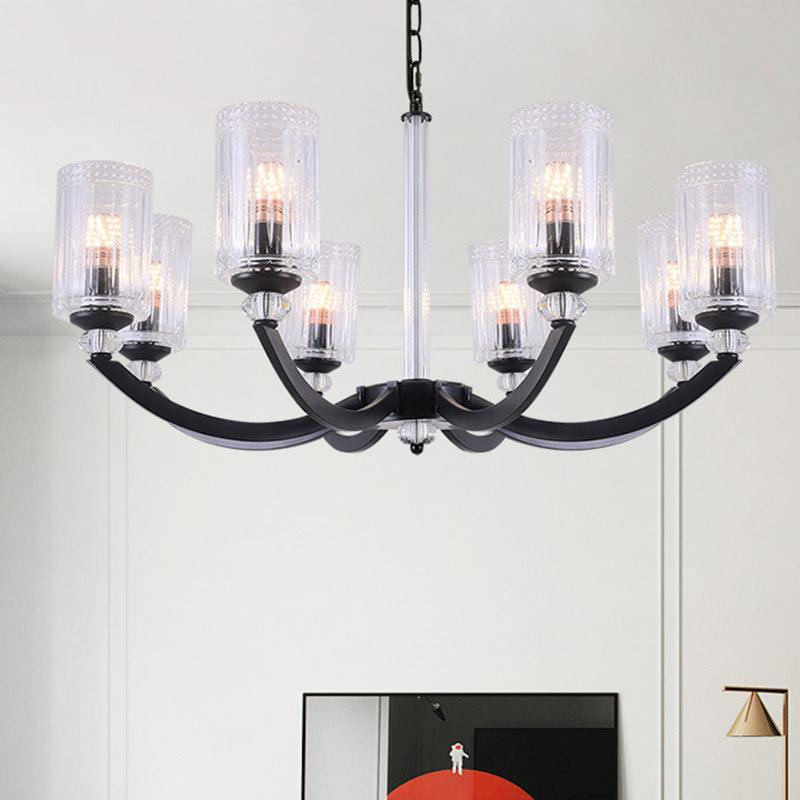 Black 5/6/8 Lights Chandelier Light Fixture Clear Glass Lamp - Rebooters