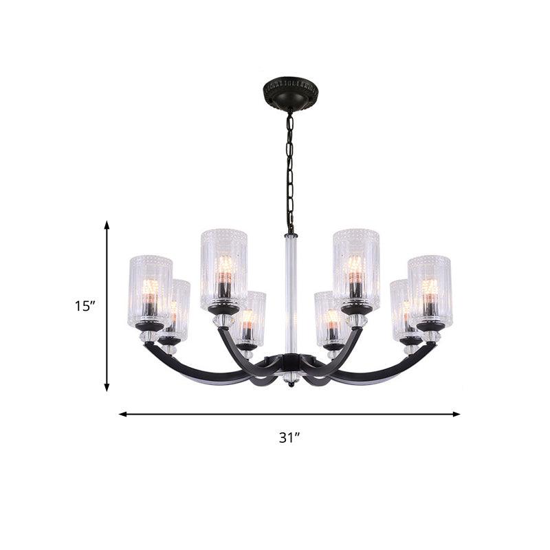 Black 5/6/8 Lights Chandelier Light Fixture Clear Glass Lamp - Rebooters
