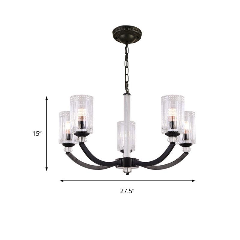 Black 5/6/8 Lights Chandelier Light Fixture Clear Glass Lamp - Rebooters