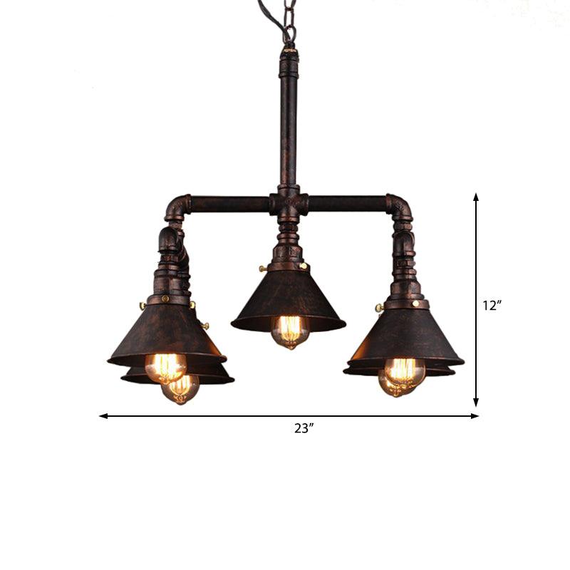 5-Bulb Ceiling Lamp with Cone Shade Metal Industrial Chandelier - Rebooters