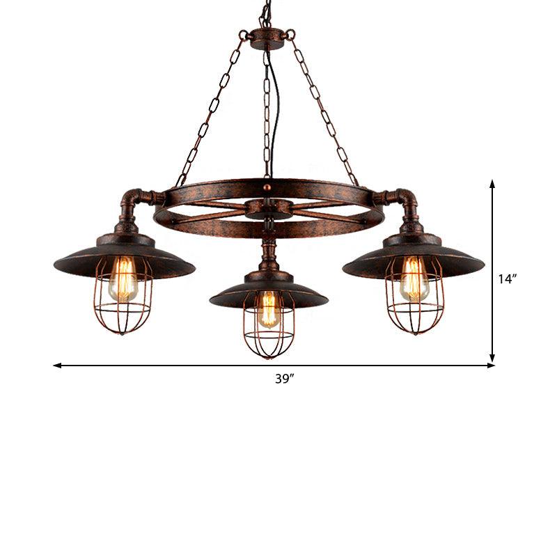3-Light Metal Hanging Chandelier Industrial Weathered Copper Kitchen Pendant Light - Rebooters