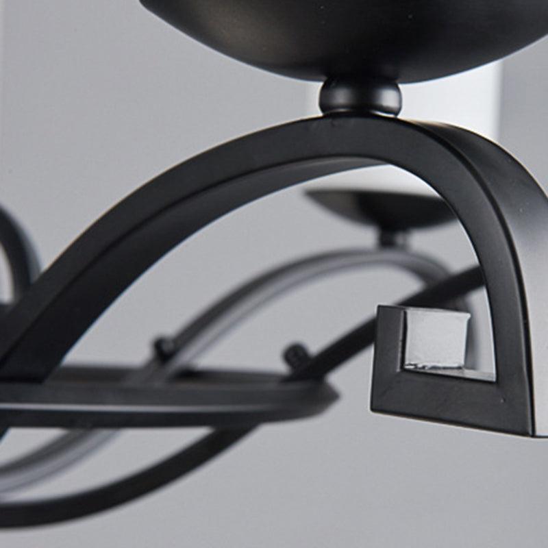 3/6 Lights Chandelier Light with Cylinder Frosted Glass Shade Black Ceiling Lamp - Rebooters