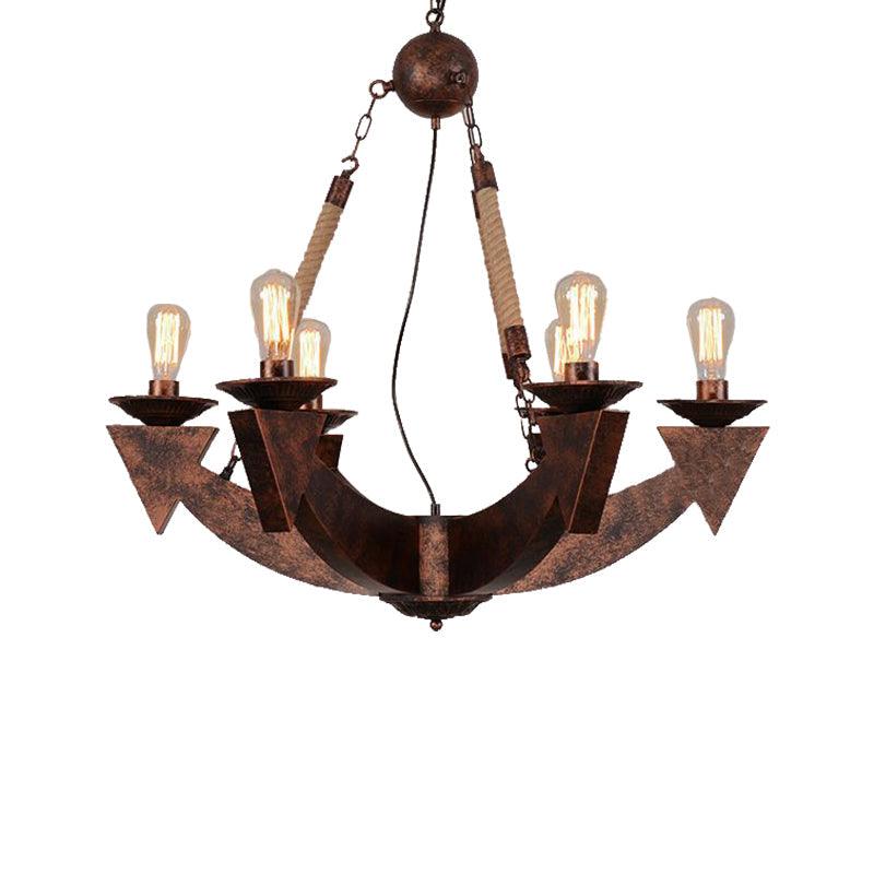 6-Light Ceiling Lamp with Exposed Bulb Metal Industrial Chandeliers - Rebooters