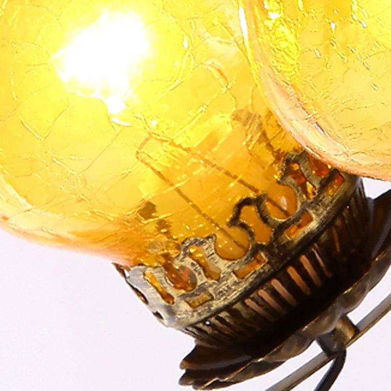 6-Light Crackle Glass Hanging Chandelier Beige Vase Pendant - Rebooters