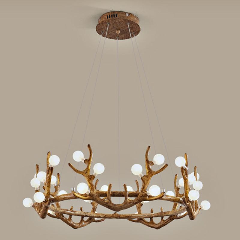 Antler Living Room Ceiling Lighting Vintage Resin Brown LED Chandelier - Rebooters