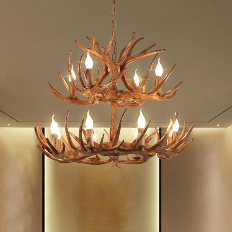 Antler Shape Resin Chandelier Light Rustic Pendant Fixture - Rebooters