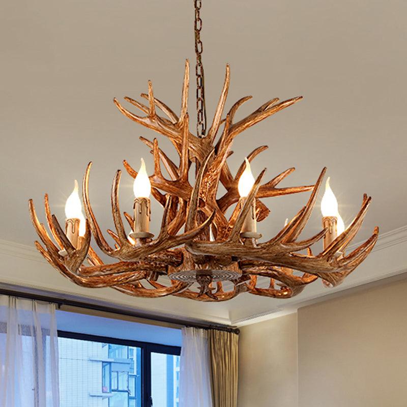 Antler Shape Resin Chandelier Light Rustic Pendant Fixture - Rebooters