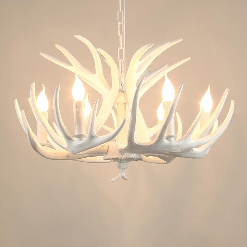 Antler Shaped Dining Room Chandelier Lighting Classic Resin White Pendant Light Fixture - Rebooters