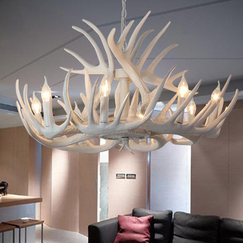 Antler Shaped Dining Room Chandelier Lighting Classic Resin White Pendant Light Fixture - Rebooters