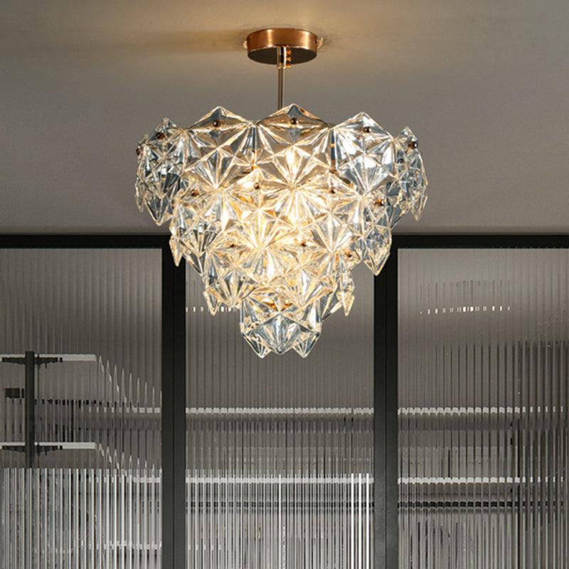 Cone Shaped Ceiling Lighting Postmodern Gold Crystal Chandelier - Rebooters