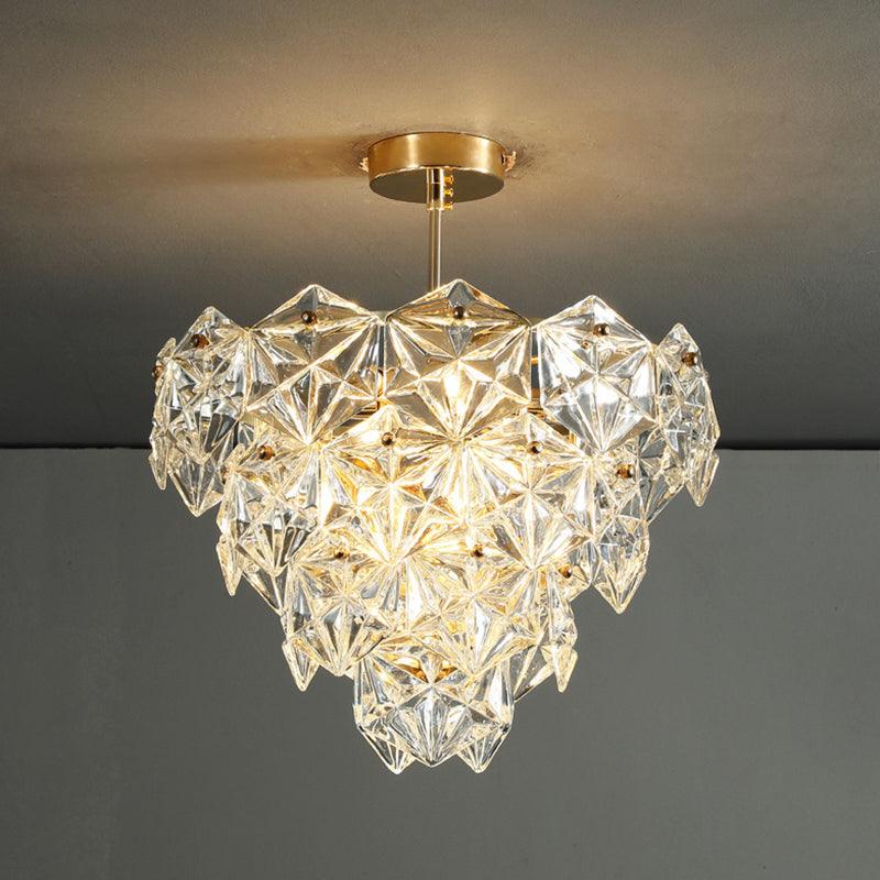 Cone Shaped Ceiling Lighting Postmodern Gold Crystal Chandelier - Rebooters