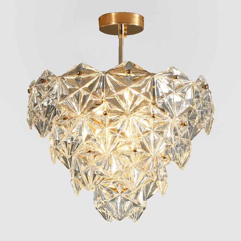 Cone Shaped Ceiling Lighting Postmodern Gold Crystal Chandelier - Rebooters