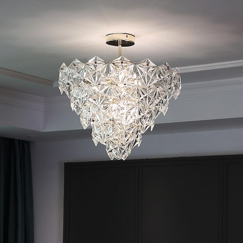 Cone Shaped Ceiling Lighting Postmodern Gold Crystal Chandelier - Rebooters