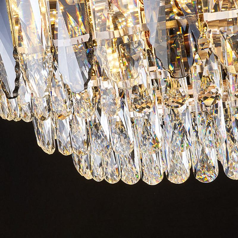 Artistic Tiered Chandelier Lighting Minimalist Clear K9 Crystal Pendant Light Gold - Rebooters