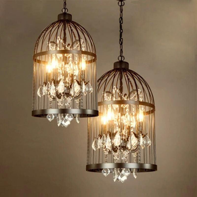 Birdcage Restaurant Ceiling Chandelier Farmhouse Crystal Light - Rebooters