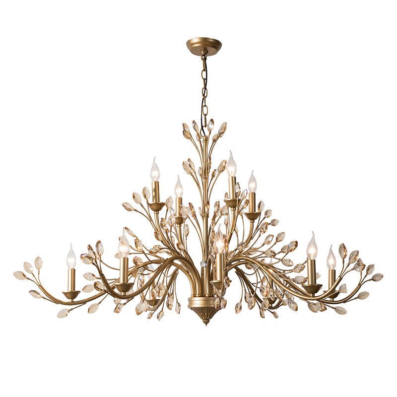 Amber Crystal Branch Pendant Chandelier Rustic Gold Lighting - Rebooters